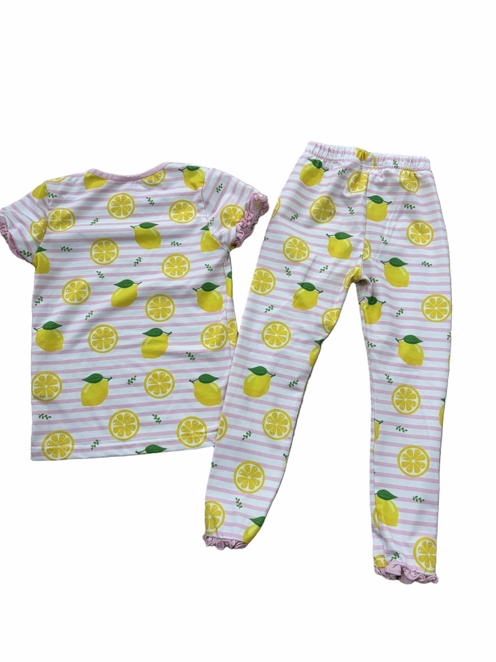 Cecil and Lou Size 4T Lemon Print Striped Two Piece Short Sleeve Pajamas Set - Picture 2 of 7